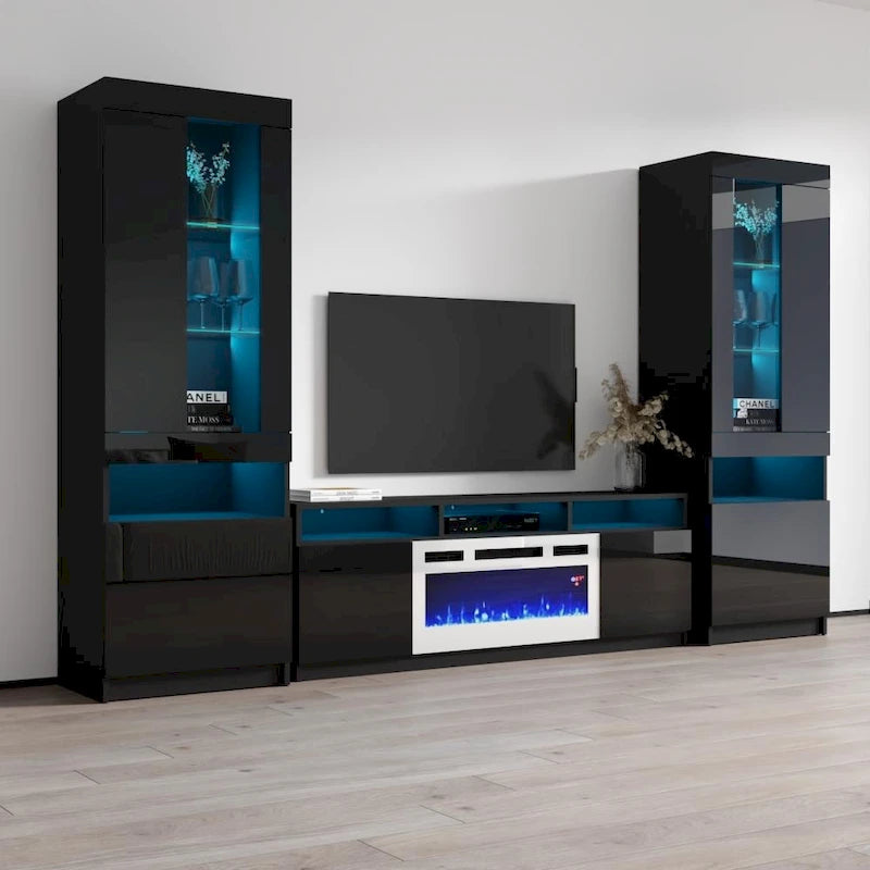 Camino elettrico Reno WH05, mobile da parete moderno con centro di intrattenimento