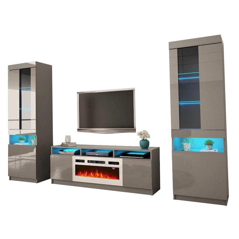 Camino elettrico Reno WH05, mobile da parete moderno con centro di intrattenimento