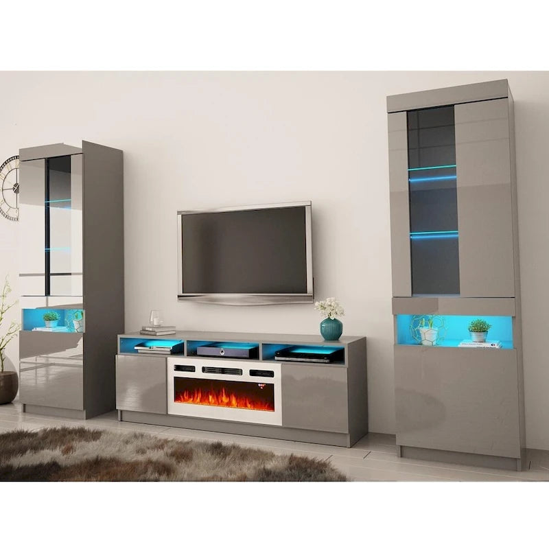 Camino elettrico Reno WH05, mobile da parete moderno con centro di intrattenimento