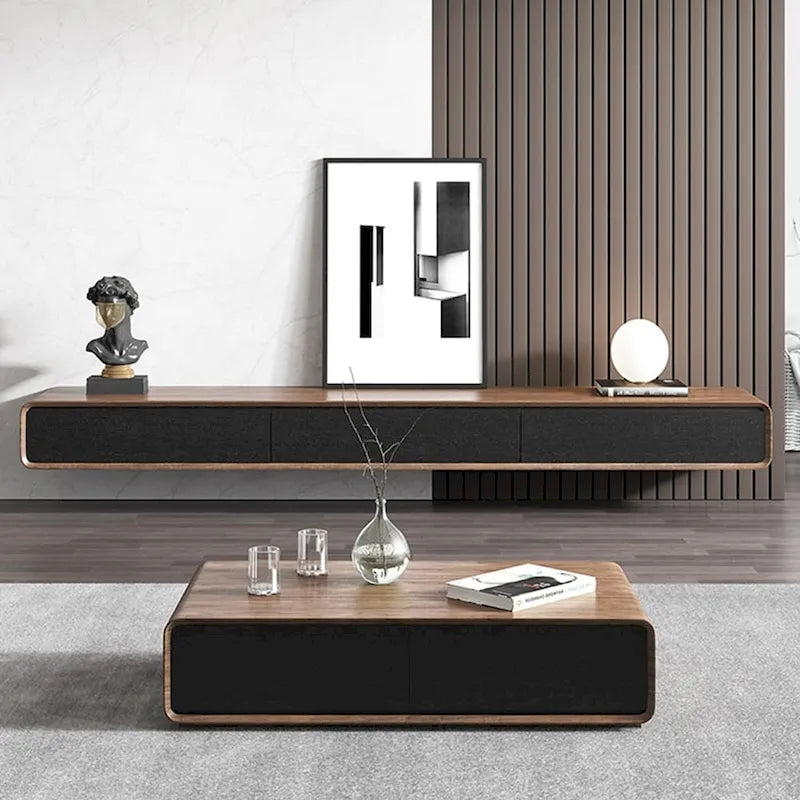 Mobile TV Sospeso, Mobile TV Moderno a Parete con 3/4 Cassetti, Legno Massello, Completamente Assemblato