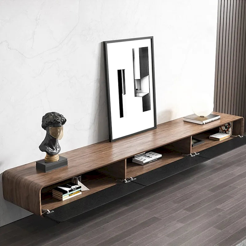 Mobile TV Sospeso, Mobile TV Moderno a Parete con 3/4 Cassetti, Legno Massello, Completamente Assemblato