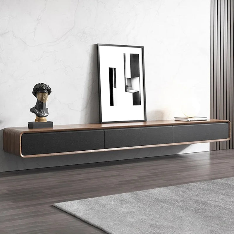 Mobile TV Sospeso, Mobile TV Moderno a Parete con 3/4 Cassetti, Legno Massello, Completamente Assemblato