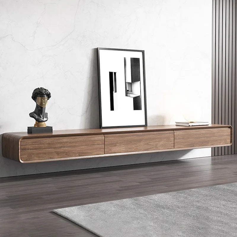 Mobile TV Sospeso, Mobile TV Moderno a Parete con 3/4 Cassetti, Legno Massello, Completamente Assemblato