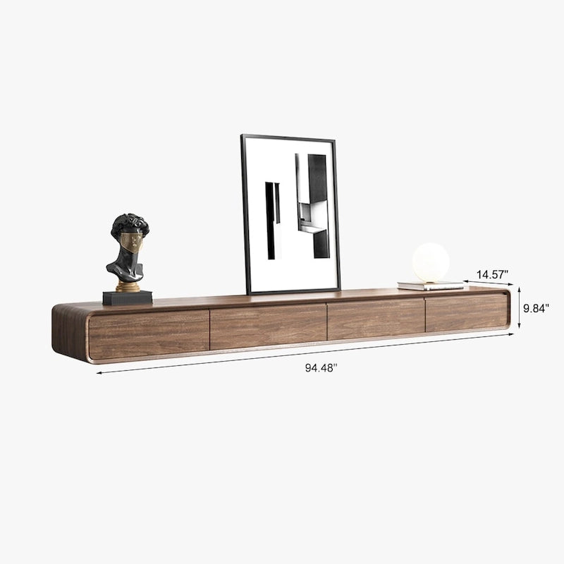 Mobile TV Sospeso, Mobile TV Moderno a Parete con 3/4 Cassetti, Legno Massello, Completamente Assemblato
