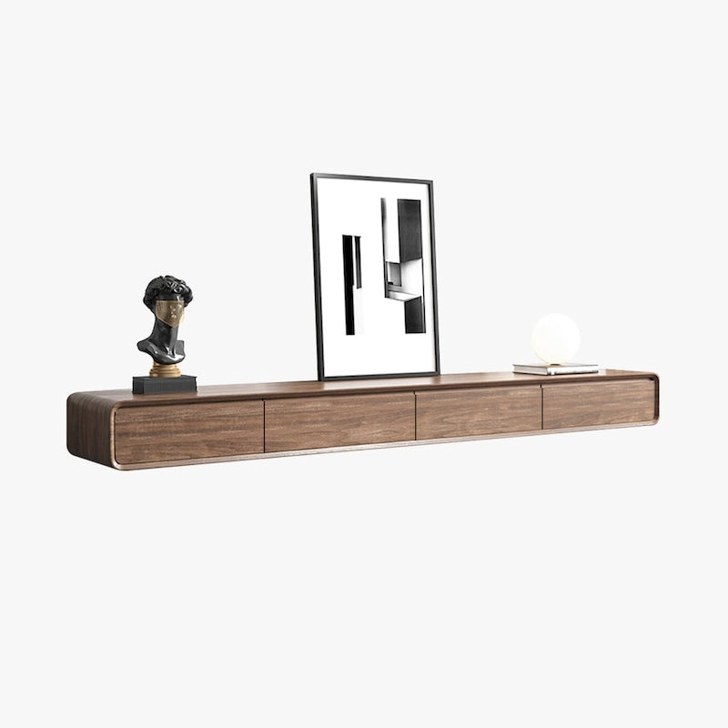 Mobile TV Sospeso, Mobile TV Moderno a Parete con 3/4 Cassetti, Legno Massello, Completamente Assemblato