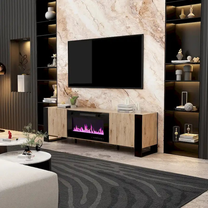 Mobile TV e Caminetto di Lusso Combinato Caratteristiche Caminetto LED Integrato