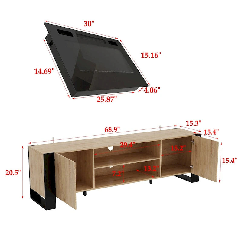 Mobile TV e Caminetto di Lusso Combinato Caratteristiche Caminetto LED Integrato