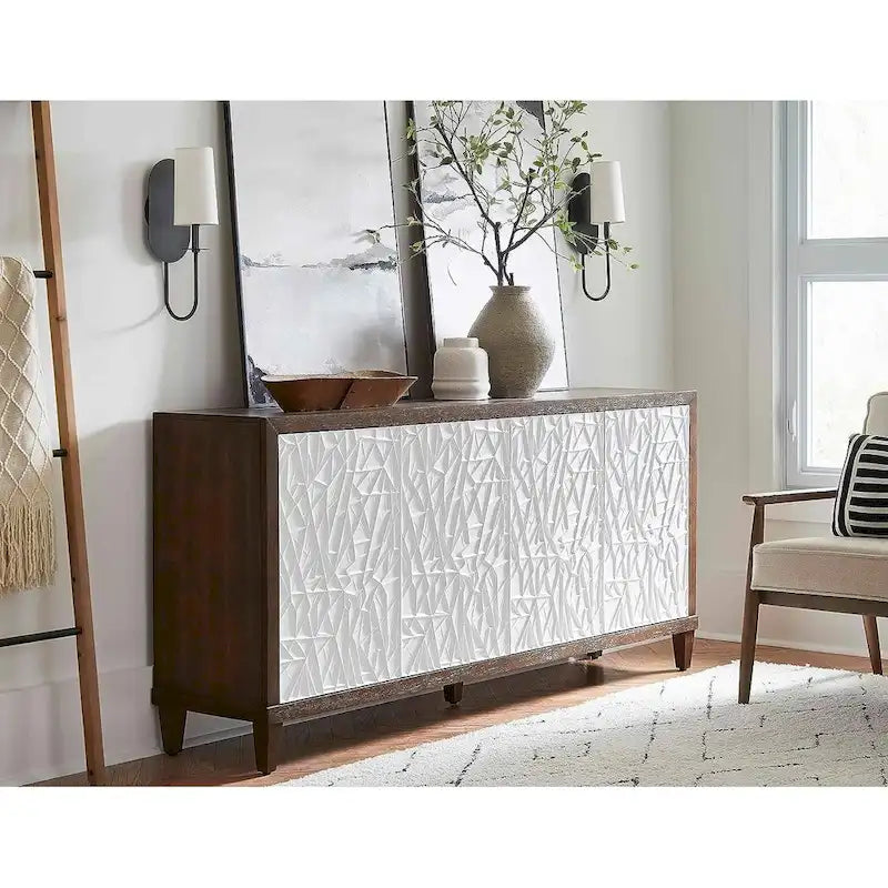 Mobile consolle Modern Wood 40 con ante, porta TV, mobiletto, consolle da ingresso, completamente assemblato, marrone