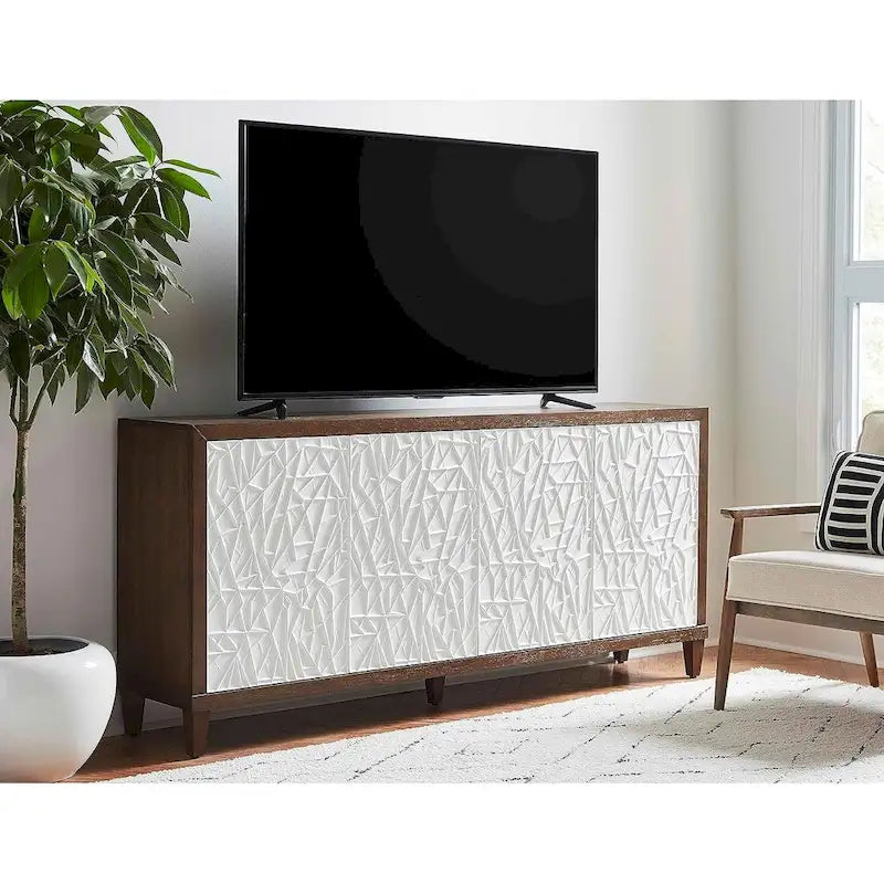 Mobile consolle Modern Wood 40 con ante, porta TV, mobiletto, consolle da ingresso, completamente assemblato, marrone
