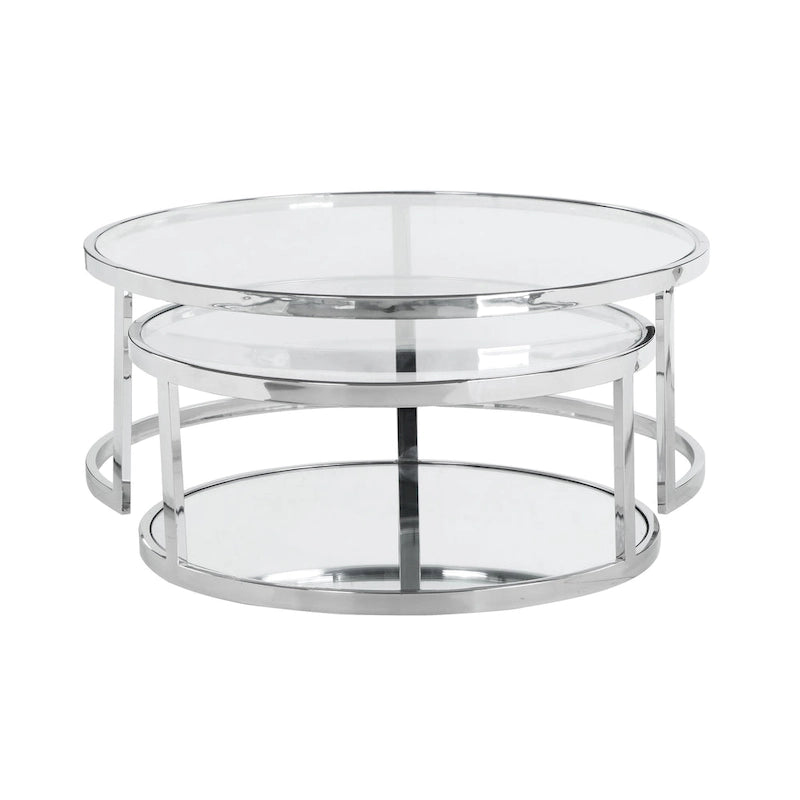 Set di tavolini da cocktail rotondi Somette 2-in-1 sovrapponibili - Tavolino da cocktail - Tavolino da cocktail