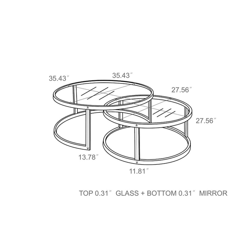 Set di tavolini da cocktail rotondi Somette 2-in-1 sovrapponibili - Tavolino da cocktail - Tavolino da cocktail