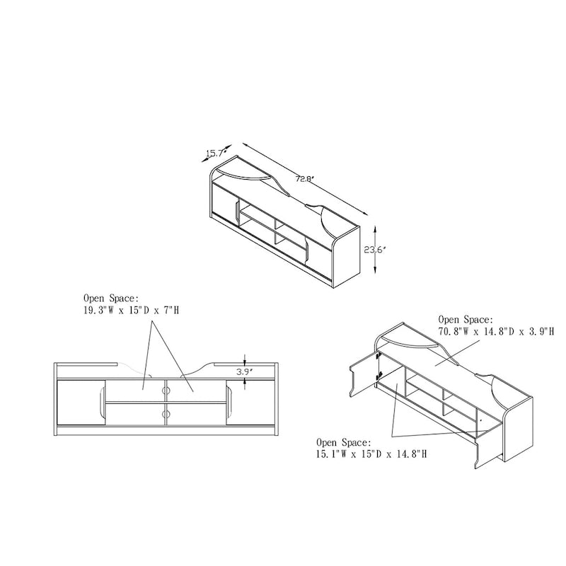 Mobile TV multifunzione Fetz Rustic da 72 pollici di Furniture of America