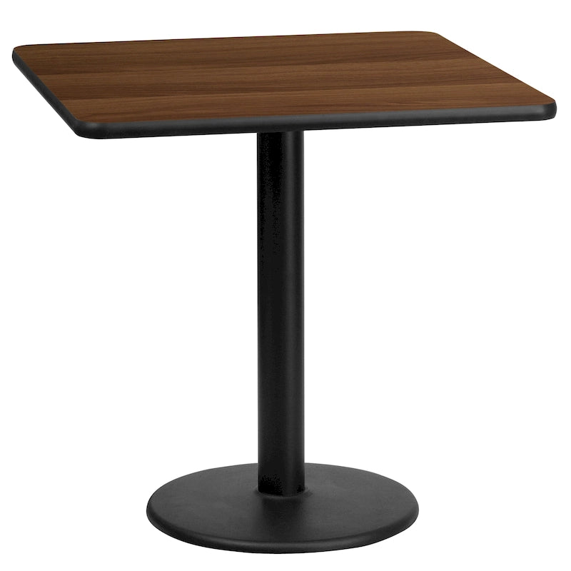 Piano tavolo quadrato laminato da 24 con base rotonda da 18 ad altezza tavolo