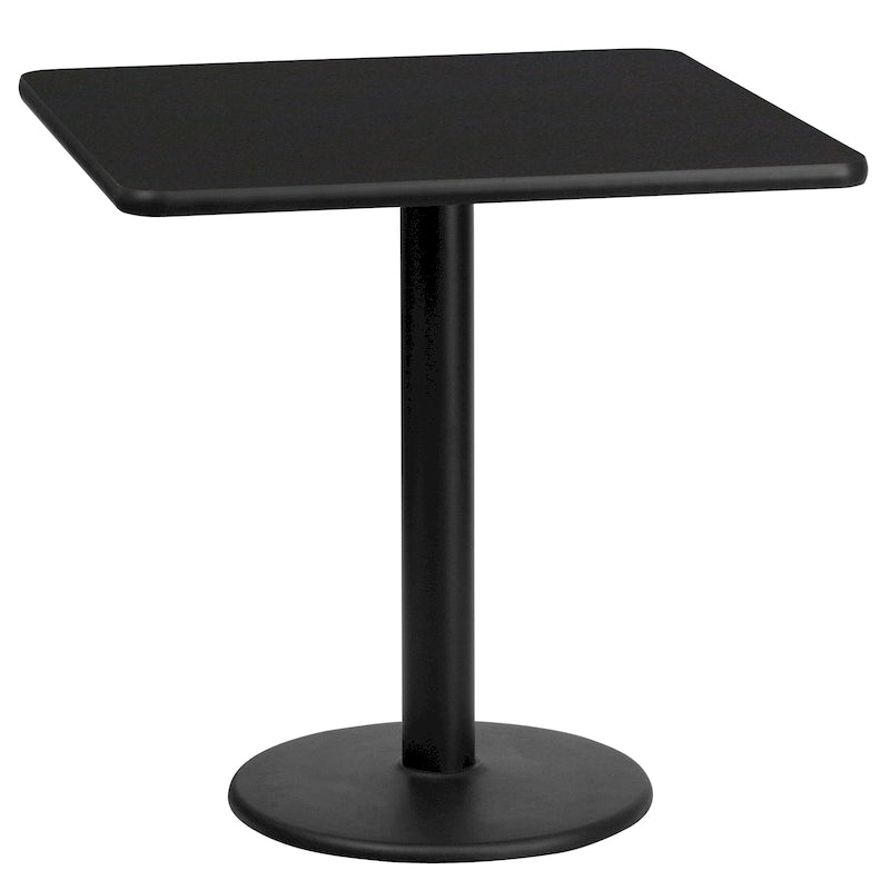 Piano tavolo quadrato laminato da 24 con base rotonda da 18 ad altezza tavolo