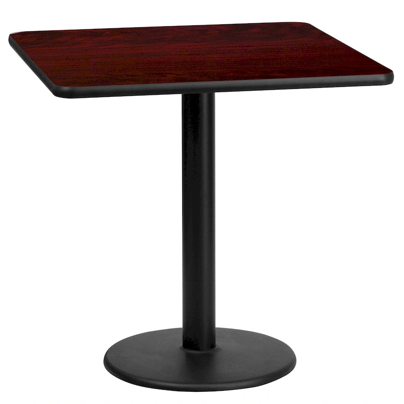 Piano tavolo quadrato laminato da 24 con base rotonda da 18 ad altezza tavolo