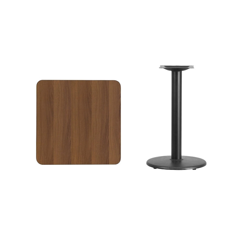 Piano tavolo quadrato laminato da 24 con base rotonda da 18 ad altezza tavolo