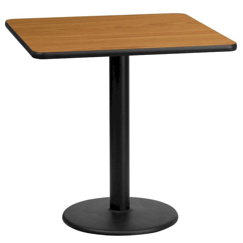 Piano tavolo quadrato laminato da 24 con base rotonda da 18 ad altezza tavolo