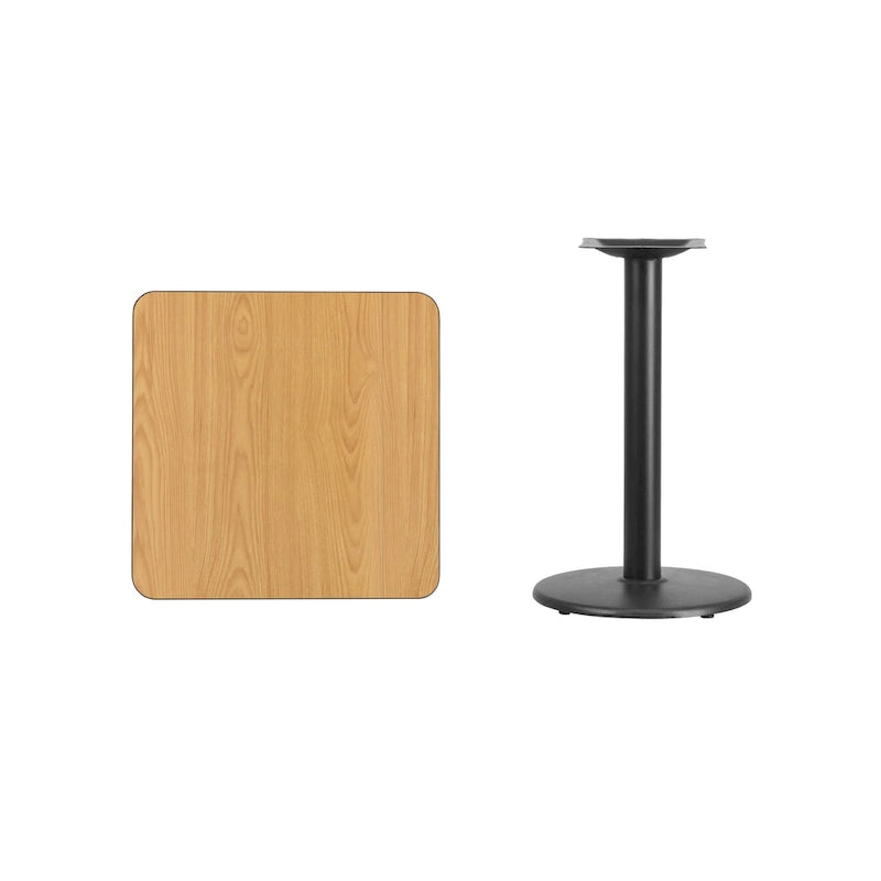 Piano tavolo quadrato laminato da 24 con base rotonda da 18 ad altezza tavolo