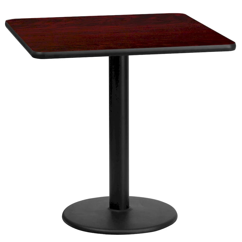 Piano tavolo quadrato laminato da 24 con base rotonda da 18 ad altezza tavolo
