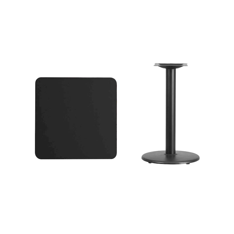Piano tavolo quadrato laminato da 24 con base rotonda da 18 ad altezza tavolo