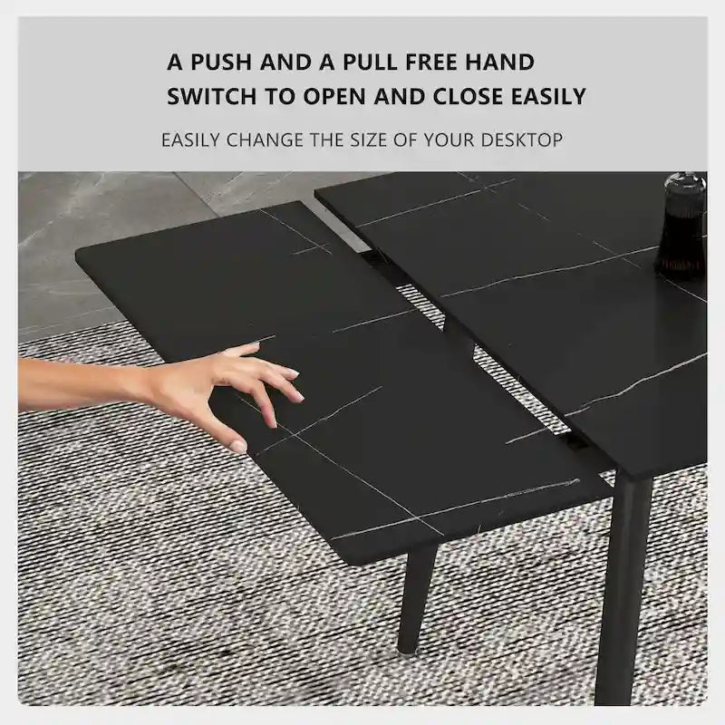Set da tavolo da pranzo estensibile da 5 pezzi da 160 cm a 240 cm con piano in pietra sinterizzata e 4 sedie