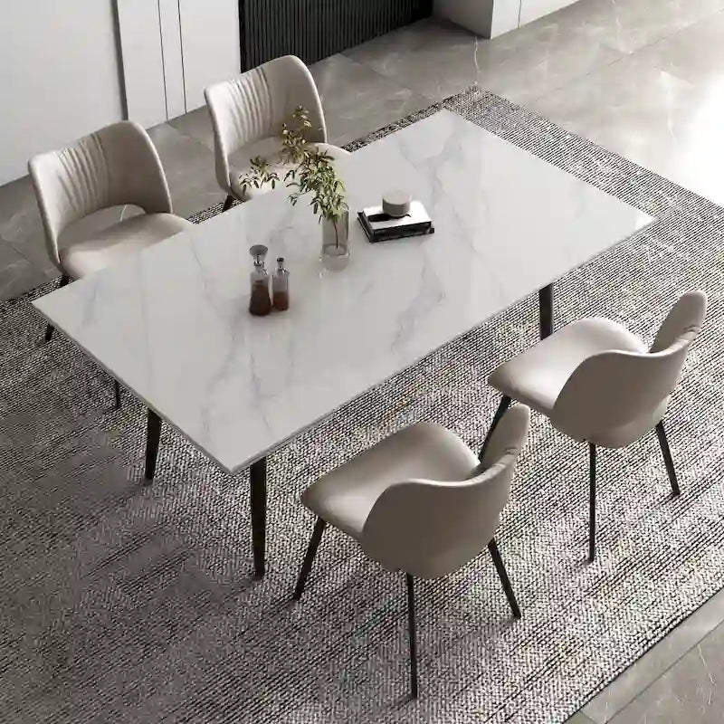 Set da tavolo da pranzo estensibile da 5 pezzi da 160 cm a 240 cm con piano in pietra sinterizzata e 4 sedie