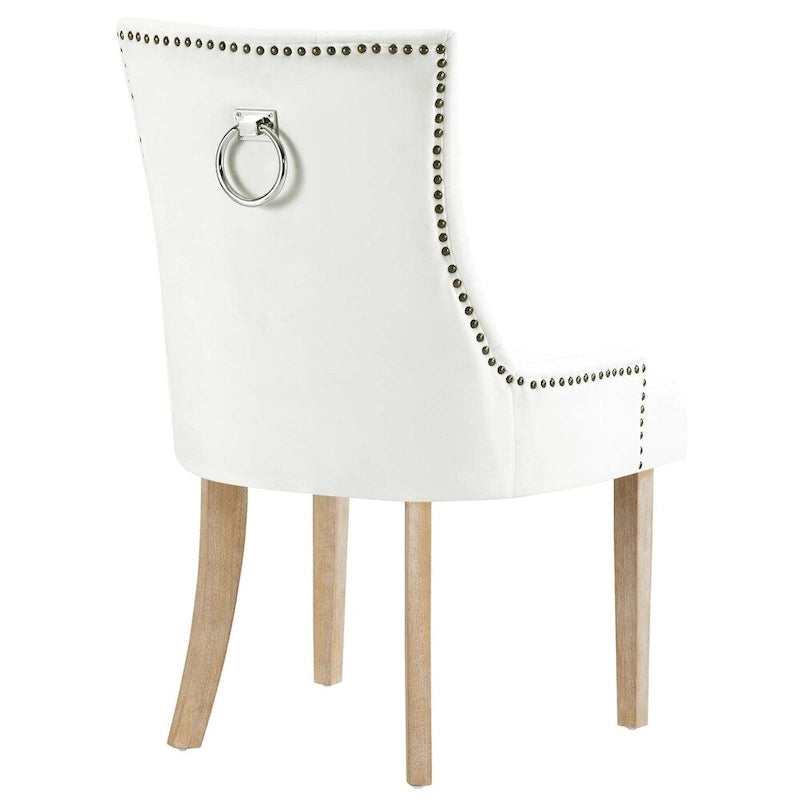 Sedia da pranzo imbottita in velluto trapuntato con borchie decorative, colore nero