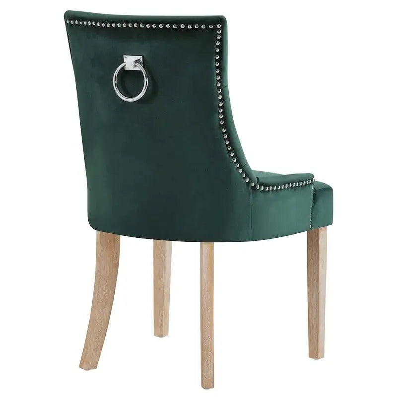 Sedia da pranzo imbottita in velluto trapuntato con borchie decorative, colore nero