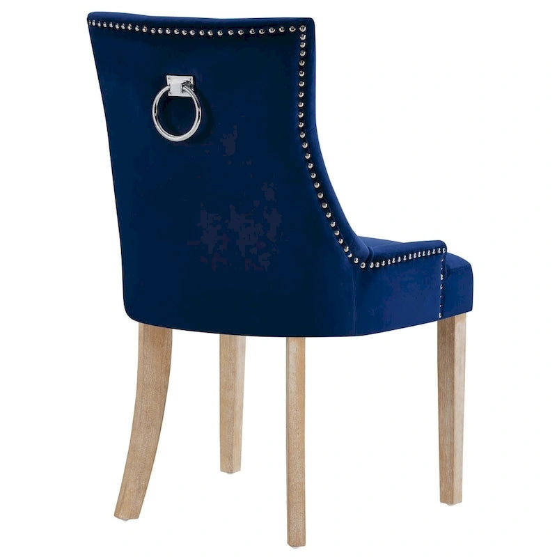 Sedia da pranzo imbottita in velluto trapuntato con borchie decorative, colore nero