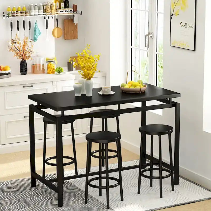 Set da 5 tavoli da pranzo a altezza bancone Mieres, set da tavolo per colazione per casa, cucina, ristorante, bar, cucina
