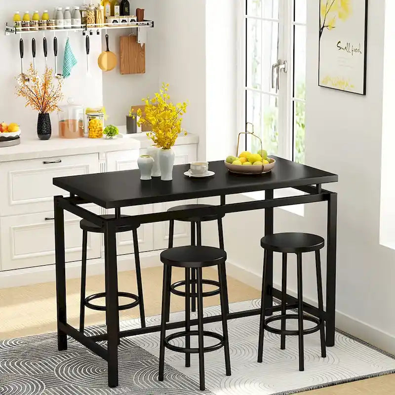 Set da 5 tavoli da pranzo a altezza bancone Mieres, set da tavolo per colazione per casa, cucina, ristorante, bar, cucina