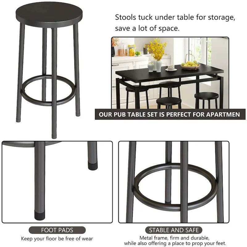 Set da 5 tavoli da pranzo a altezza bancone Mieres, set da tavolo per colazione per casa, cucina, ristorante, bar, cucina