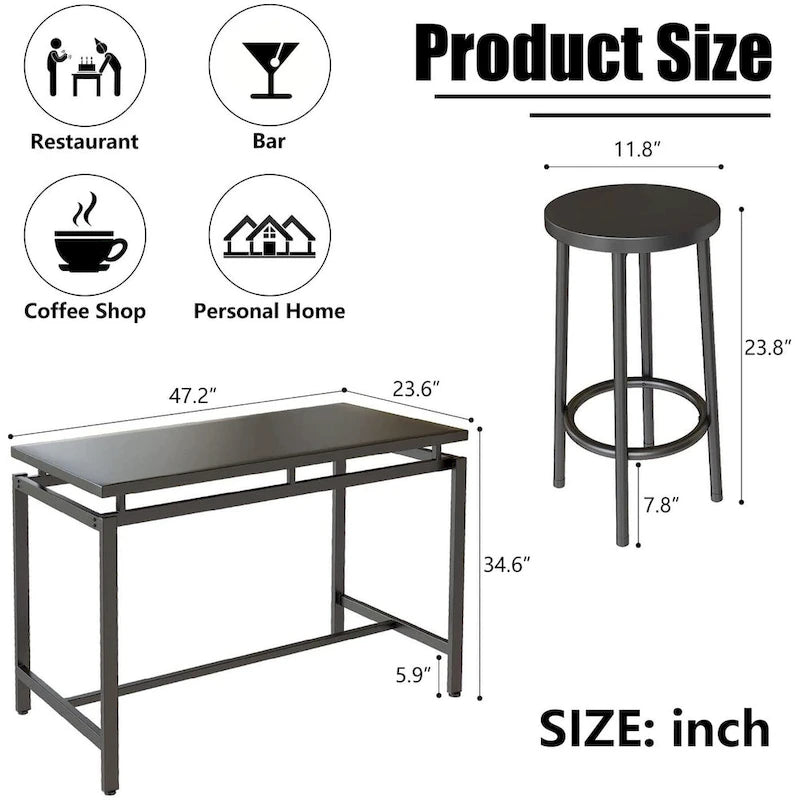 Set da 5 tavoli da pranzo a altezza bancone Mieres, set da tavolo per colazione per casa, cucina, ristorante, bar, cucina