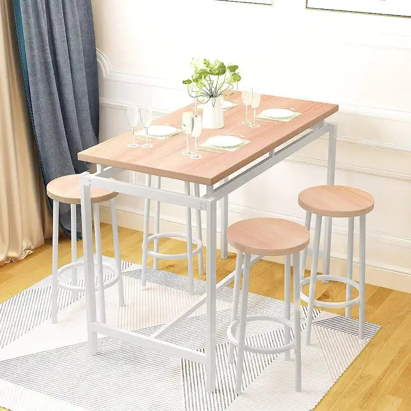 Set da 5 tavoli da pranzo a altezza bancone Mieres, set da tavolo per colazione per casa, cucina, ristorante, bar, cucina
