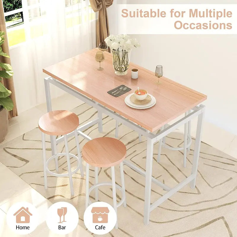 Set da 5 tavoli da pranzo a altezza bancone Mieres, set da tavolo per colazione per casa, cucina, ristorante, bar, cucina