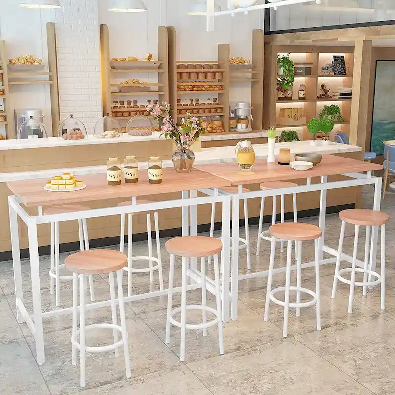 Set da 5 tavoli da pranzo a altezza bancone Mieres, set da tavolo per colazione per casa, cucina, ristorante, bar, cucina