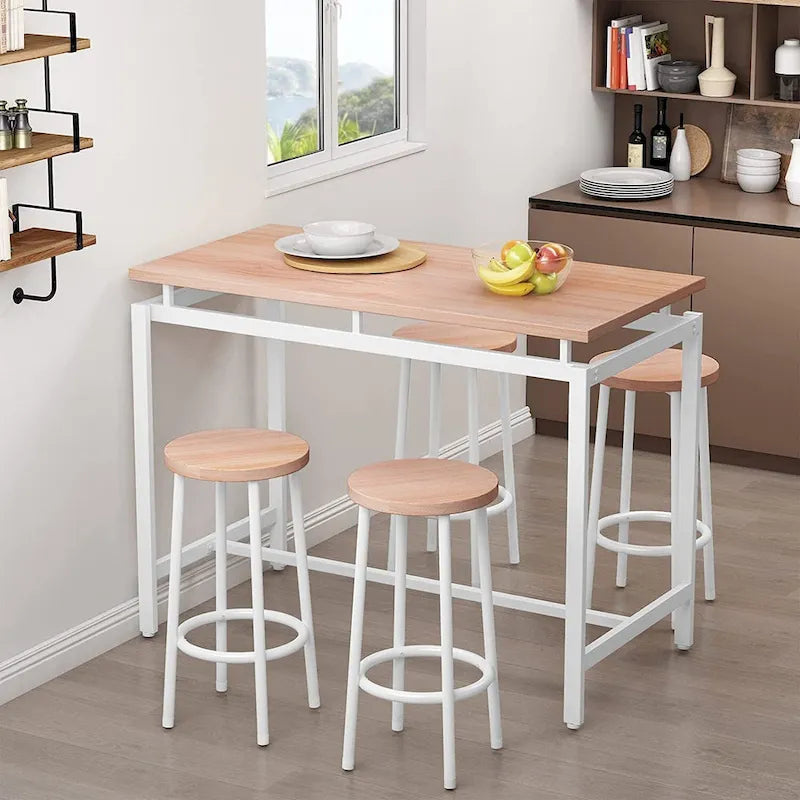 Set da 5 tavoli da pranzo a altezza bancone Mieres, set da tavolo per colazione per casa, cucina, ristorante, bar, cucina
