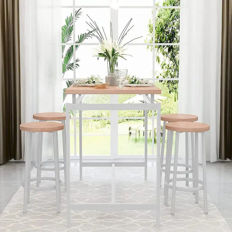 Set da 5 tavoli da pranzo a altezza bancone Mieres, set da tavolo per colazione per casa, cucina, ristorante, bar, cucina