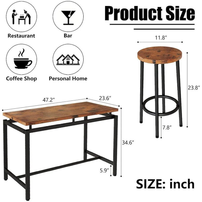 Set da 5 tavoli da pranzo a altezza bancone Mieres, set da tavolo per colazione per casa, cucina, ristorante, bar, cucina