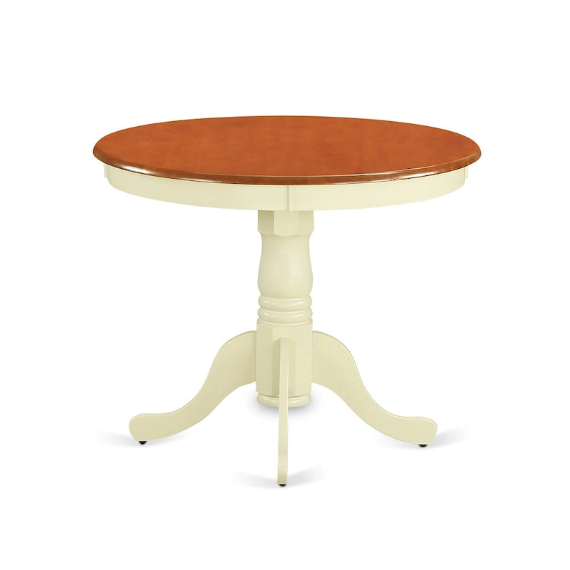 East West Furniture Tavolo da pranzo antico - Piano rotondo per tavolo da cucina con base a piedistallo, 36x36 pollici, (Opzioni di finitura)