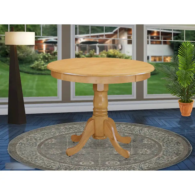 East West Furniture Tavolo da pranzo antico - Piano rotondo per tavolo da cucina con base a piedistallo, 36x36 pollici, (Opzioni di finitura)