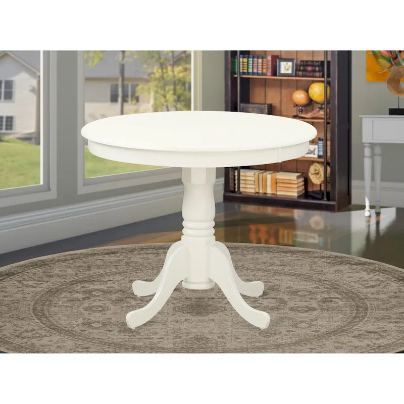 East West Furniture Tavolo da pranzo antico - Piano rotondo per tavolo da cucina con base a piedistallo, 36x36 pollici, (Opzioni di finitura)