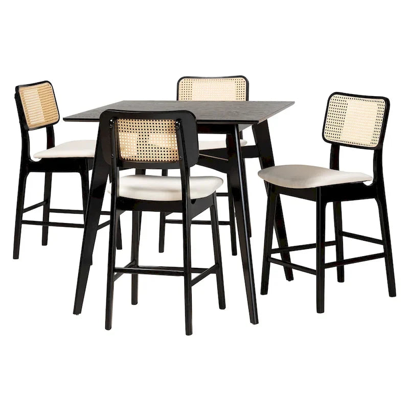 Set da pub Dannon da 5 pezzi in tessuto e legno, stile Mid-Century Modern