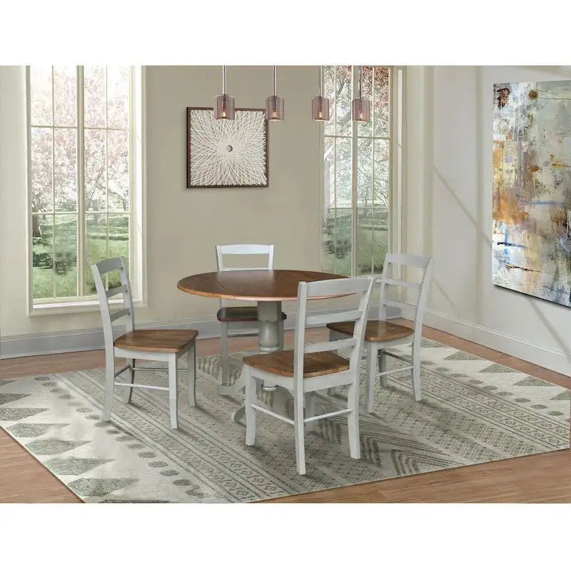 Tavolo da pranzo a ribalta da 42 pollici con 4 sedie Ladderback - Set da 5 pezzi