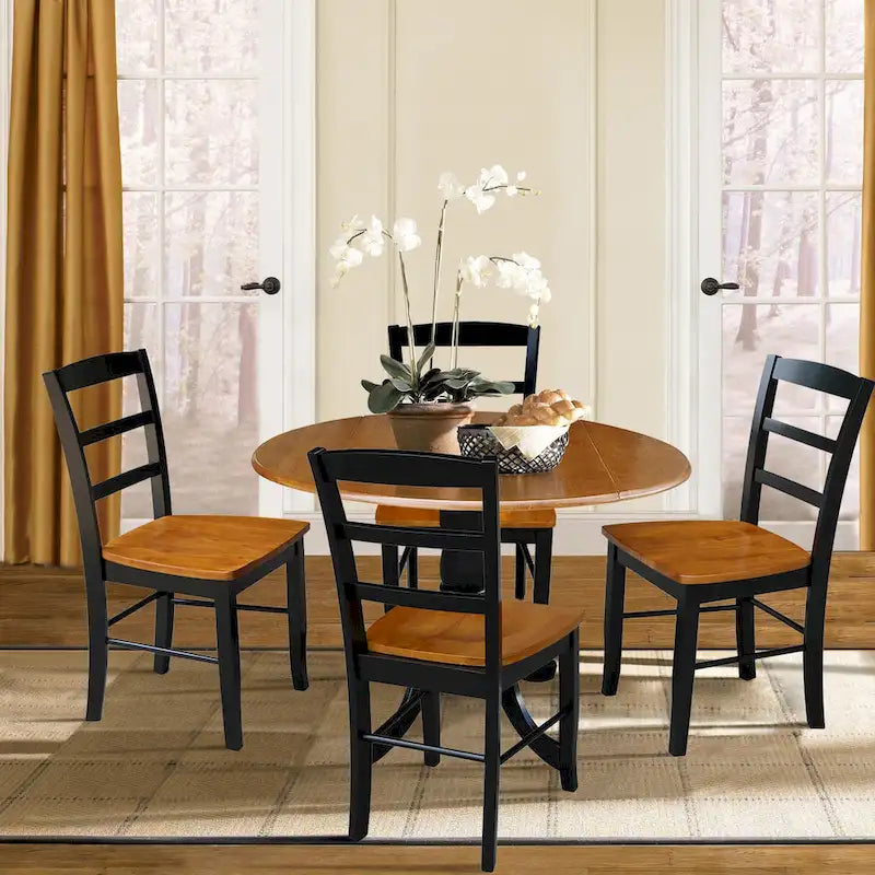Tavolo da pranzo a ribalta da 42 pollici con 4 sedie Ladderback - Set da 5 pezzi
