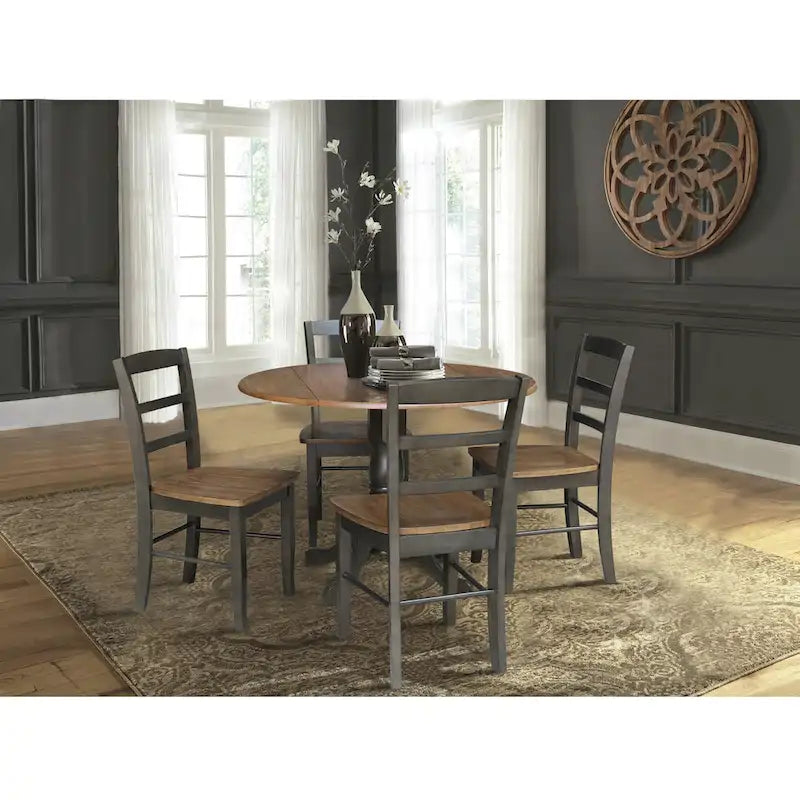 Tavolo da pranzo a ribalta da 42 pollici con 4 sedie Ladderback - Set da 5 pezzi