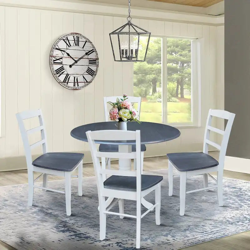 Tavolo da pranzo a ribalta da 42 pollici con 4 sedie Ladderback - Set da 5 pezzi