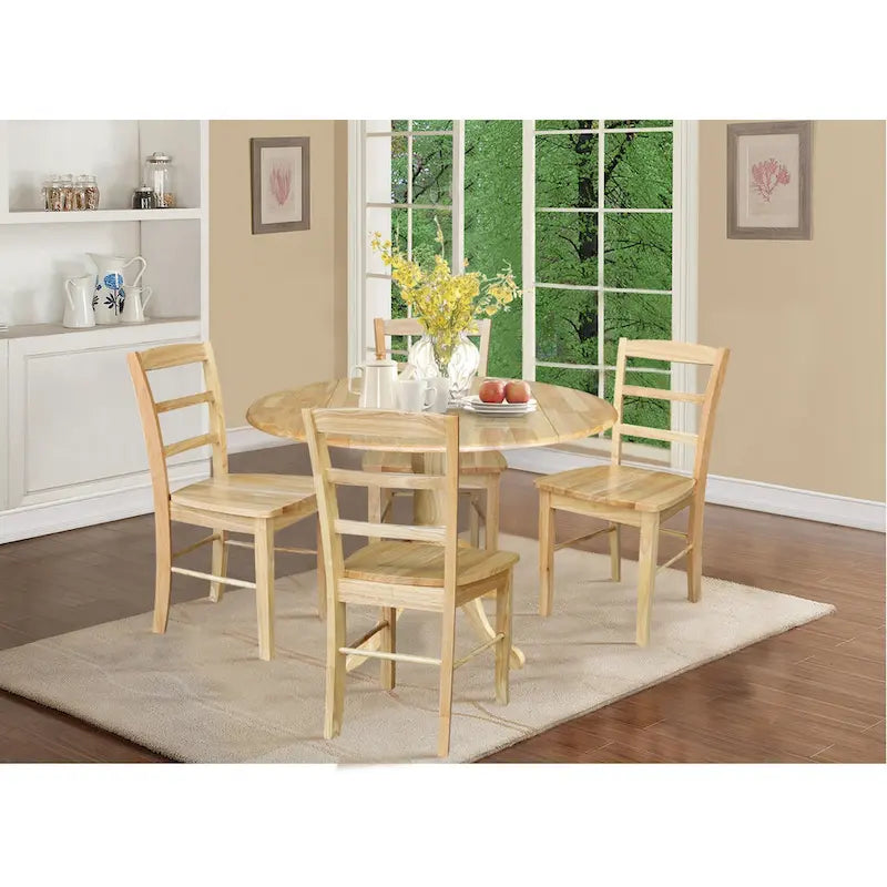 Tavolo da pranzo a ribalta da 42 pollici con 4 sedie Ladderback - Set da 5 pezzi