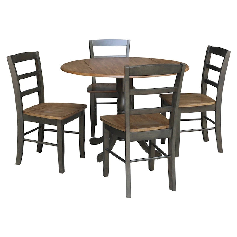 Tavolo da pranzo a ribalta da 42 pollici con 4 sedie Ladderback - Set da 5 pezzi