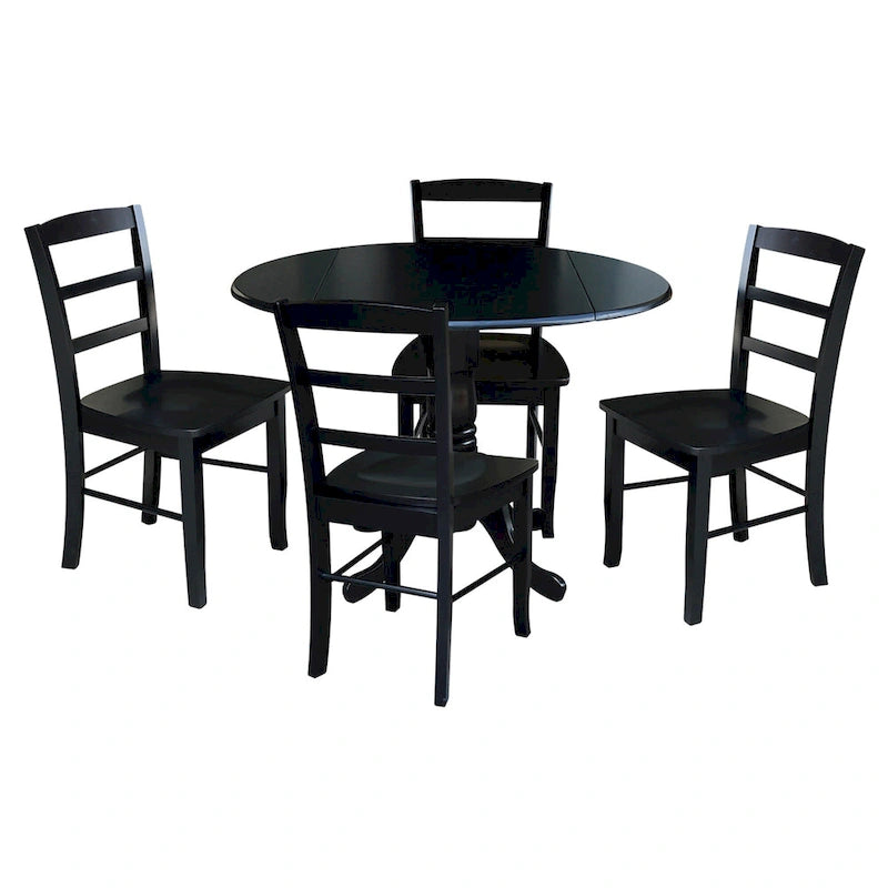 Tavolo da pranzo a ribalta da 42 pollici con 4 sedie Ladderback - Set da 5 pezzi